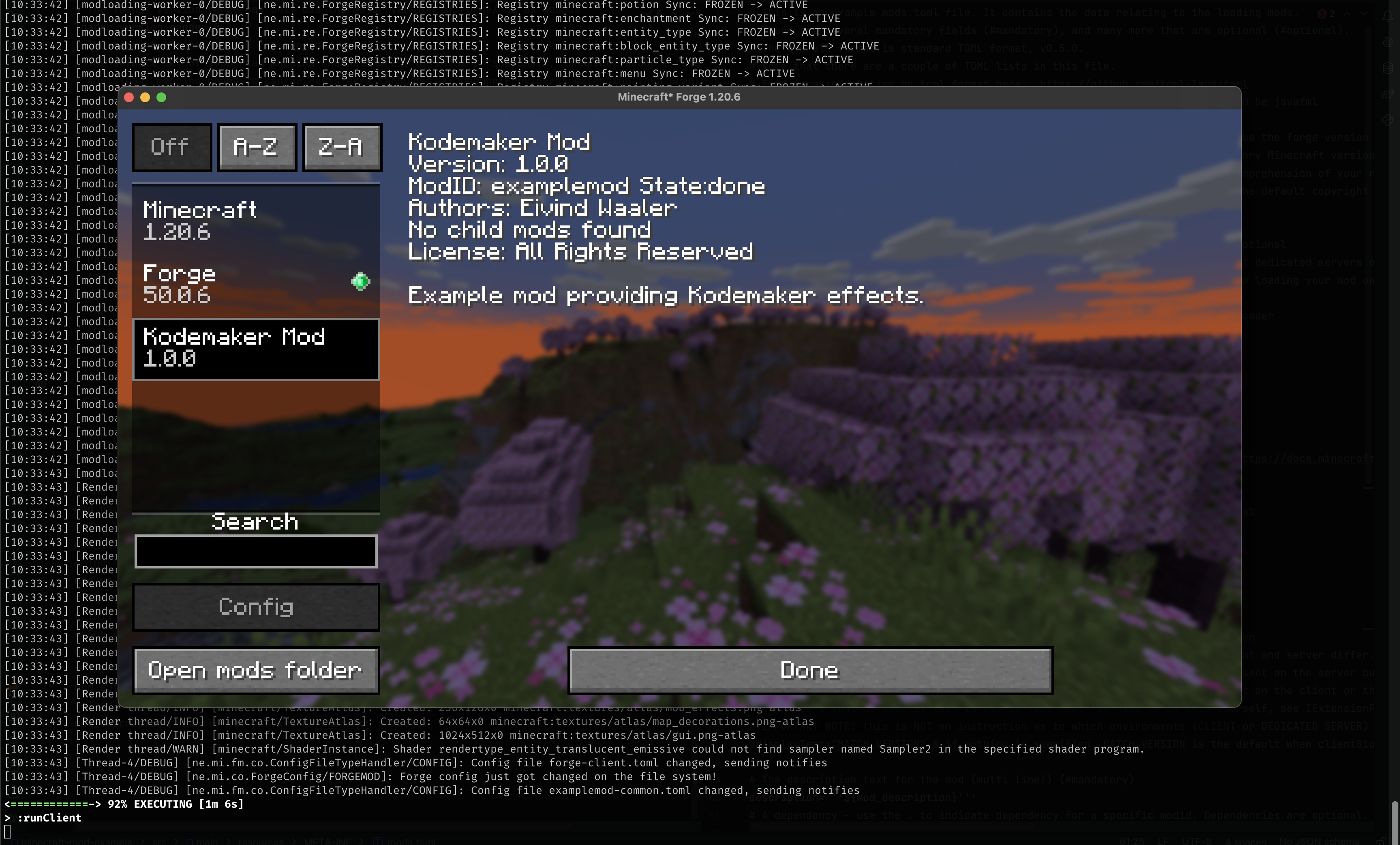 Skjermbilde av første kjøring