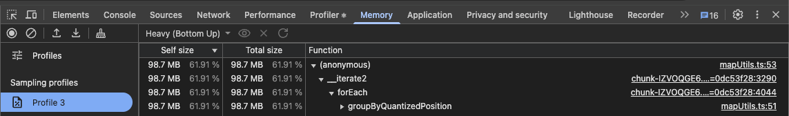 Finn minnefeil i koden med Allocation sampling